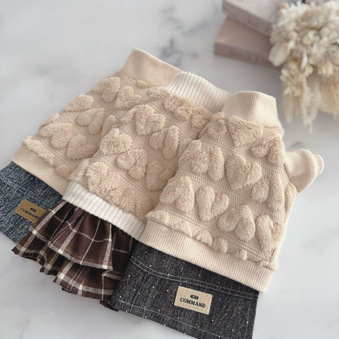 ハンドメイド犬服ꕤDMSサイズꕤタートルネックワンピース♡シャギーリブニット♡