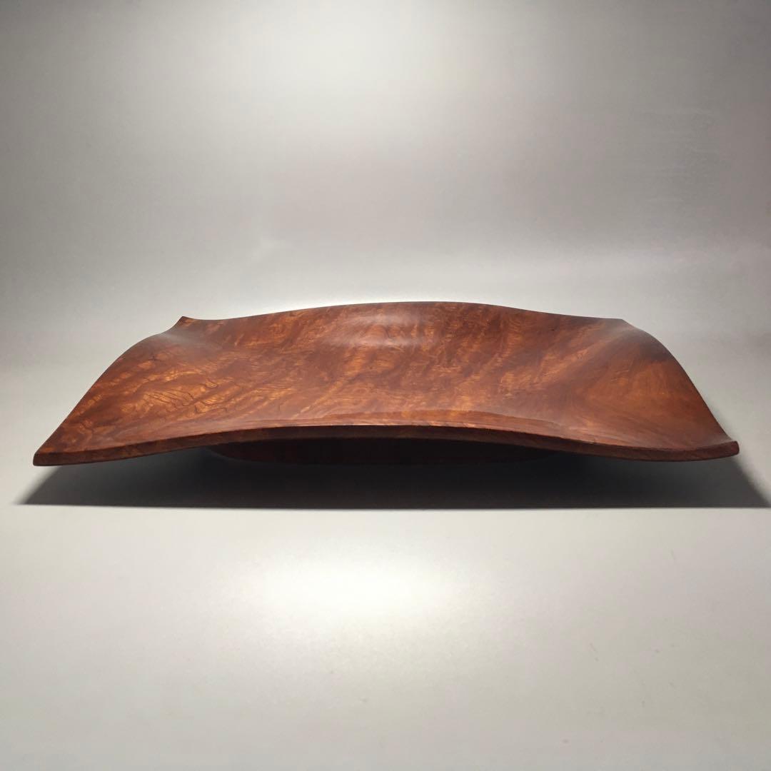 欅シカメ玉斑杢　四方盛器