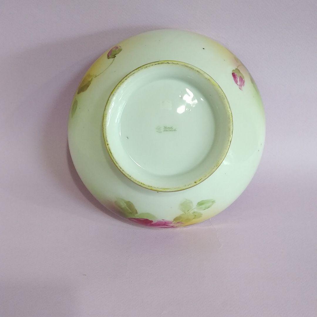 希少 オールドノリタケ メイプルリーフ 白薔薇 パンチボール