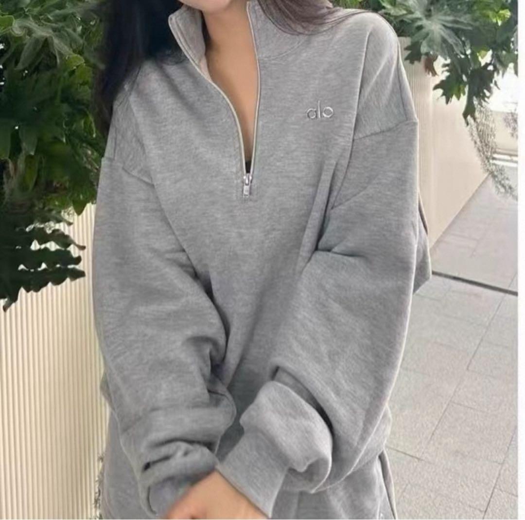 ALO YOGA ジップアップ トレーナー　スウェット　裏起毛　グレー