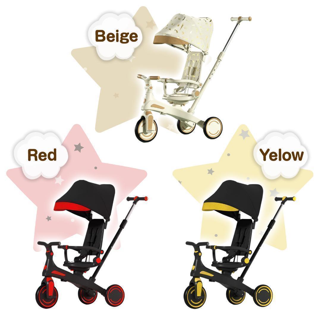 新品＊三輪車 手押し棒付き折りたたみ 7in1子供用 キッズバイク　 レッド