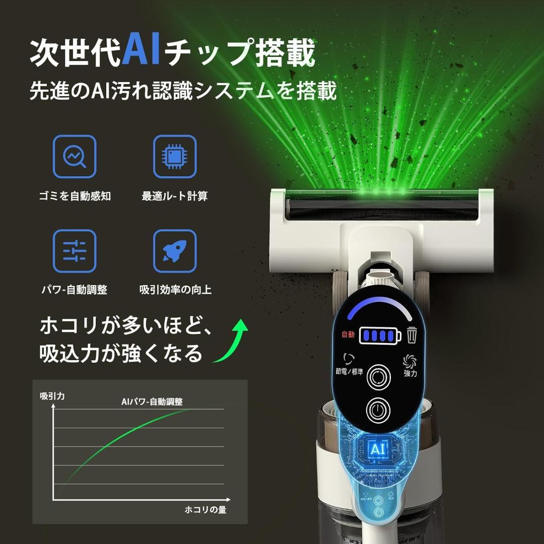 コードレス 掃除機 自立式 65分連続駆動 スタンド付　軽量　強力　ライト