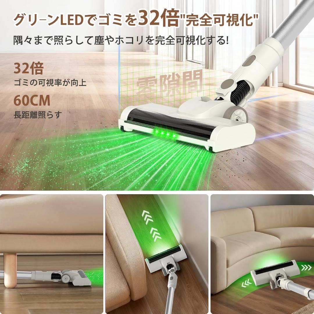 コードレス 掃除機 自立式 65分連続駆動 スタンド付　軽量　強力　ライト