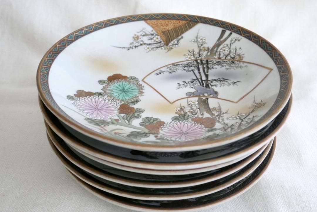 ヴィンテージ九谷焼　丸皿・ディナー皿　6枚セット