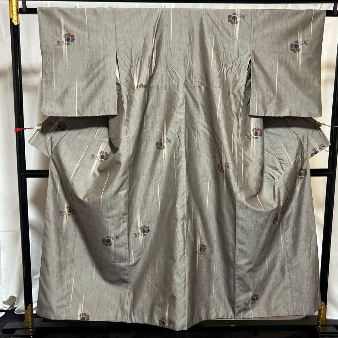 未使用近い　美品　袷　正絹　生紬　小紋　フルセット　美品西陣名古屋帯