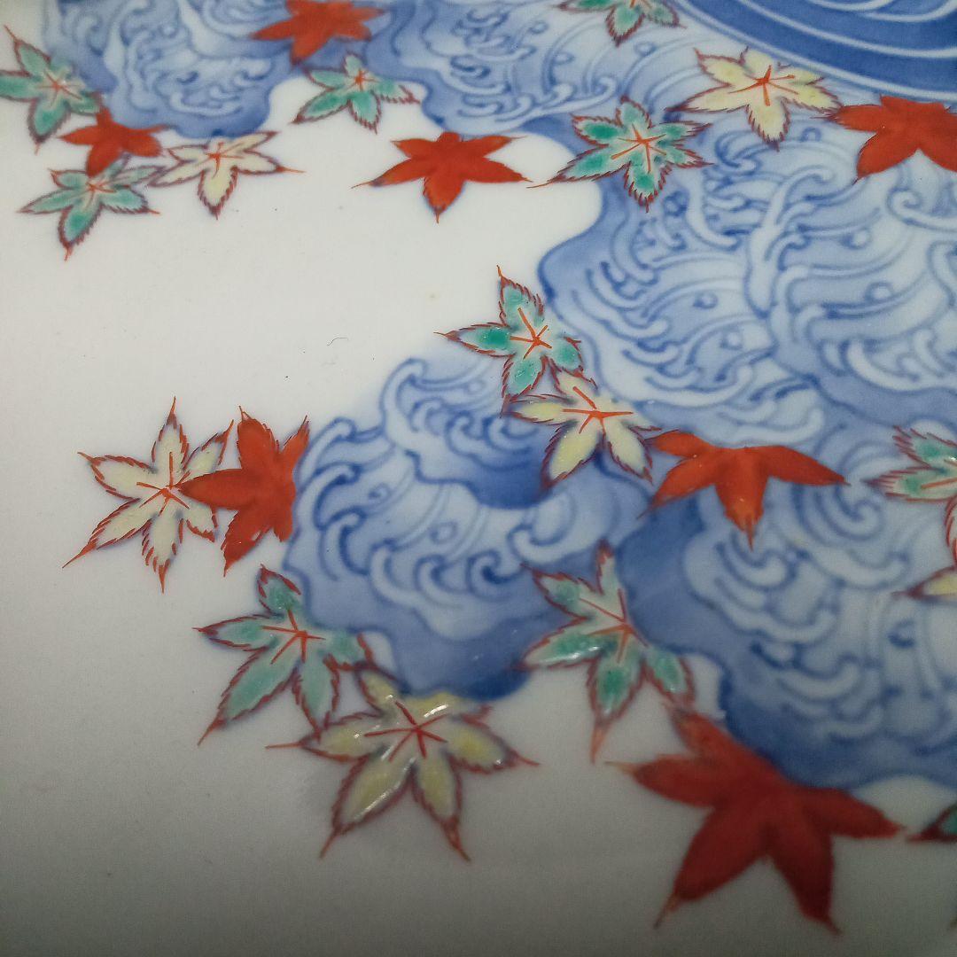 鍋島紅葉絵、皿、サイズ、15.5−15.5センチ、