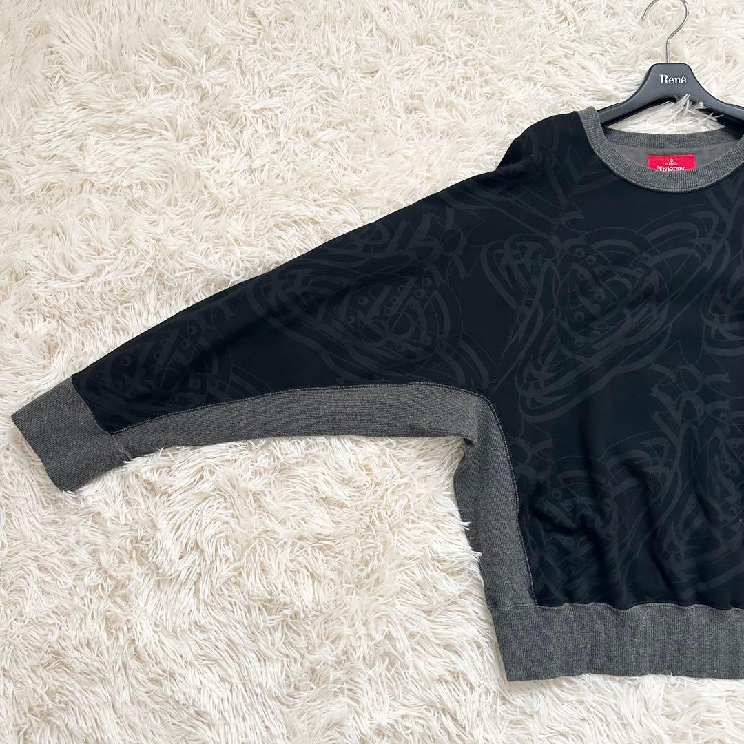 ヴィヴィアンウエストウッド オーブ総柄 スエット ドルマンスリーブ 黒 XS