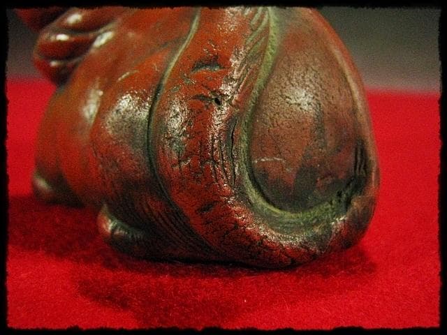 古備前 猫 水滴 ねこ ネコ 水注 朱泥 書道具 文房具 時代箱 kc304