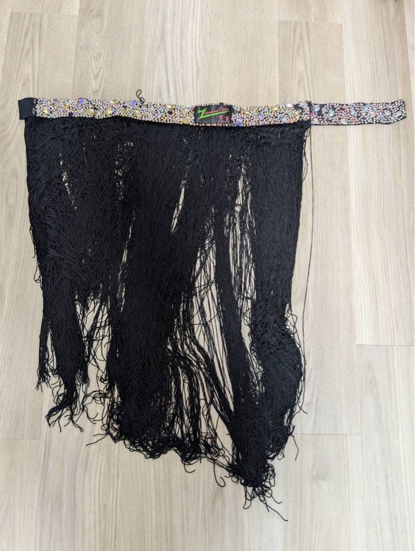 ラテンドレス　社交ダンス　フリンジ　ブラック