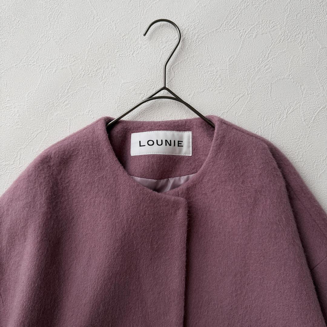 美品 ルーニィ ウールアルパカノーカラーコクーンコート 近年 ピンク Lサイズ