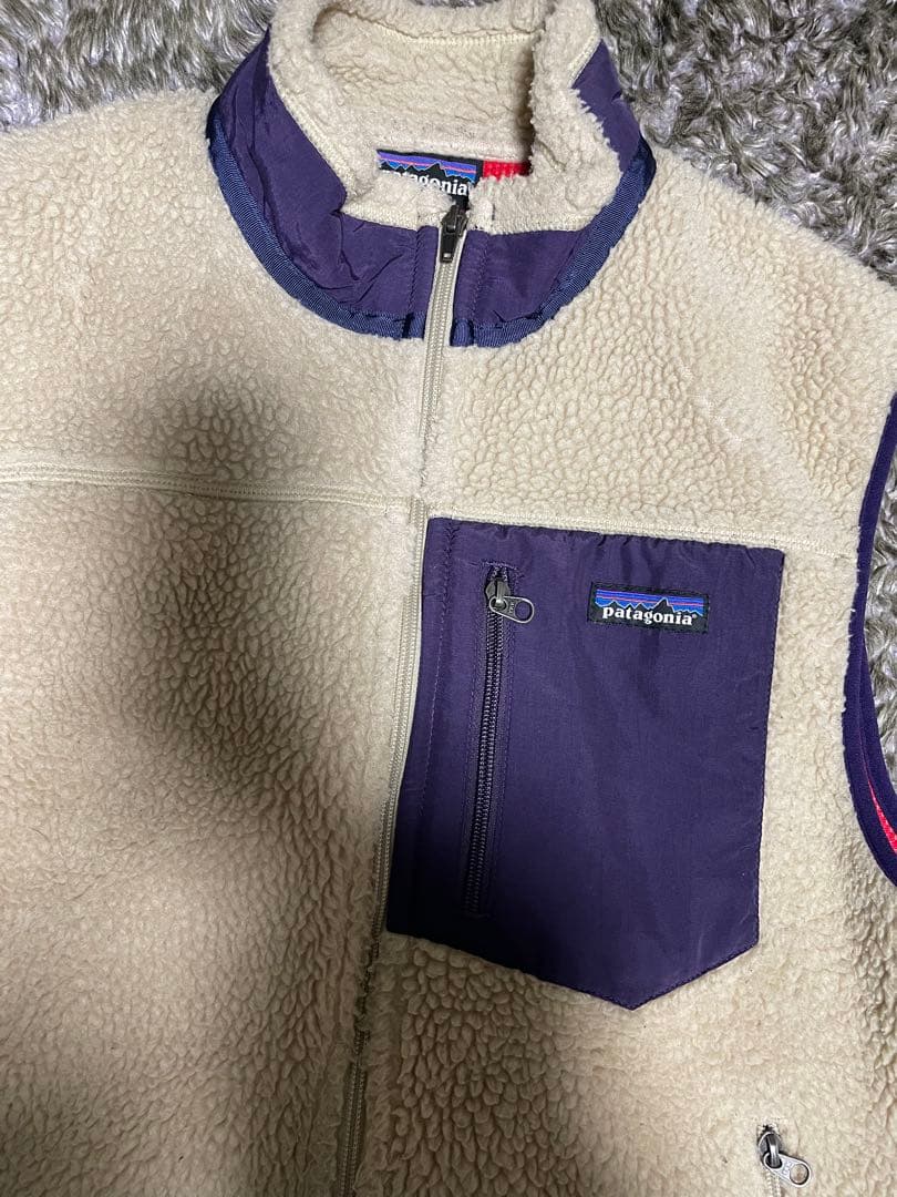 パタゴニア　クラシックレトロxベスト　ベージュ×パープル
