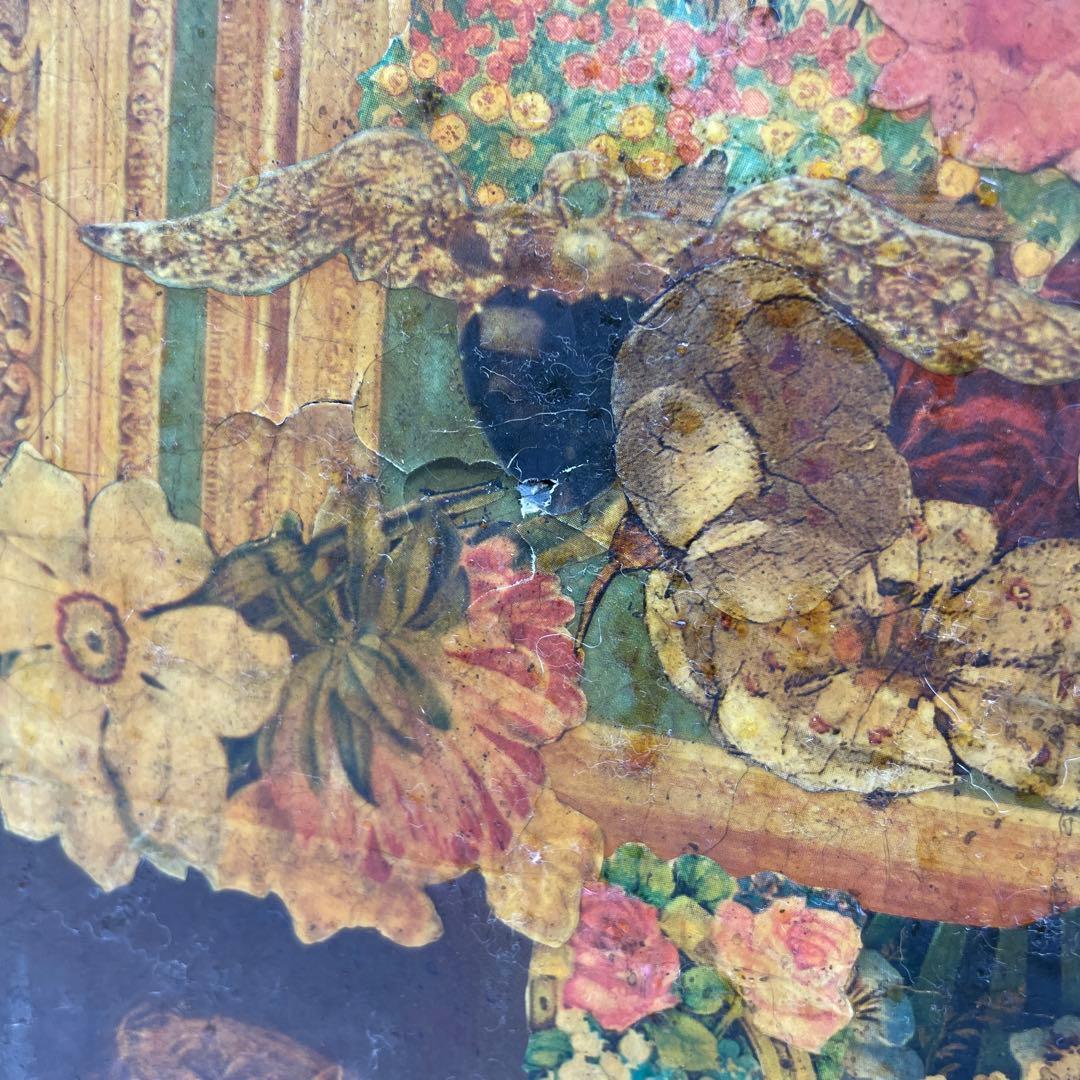 海外製屏風　ヴィンテージ　アンティーク　デコパージュパネル　スクラップスクリーン