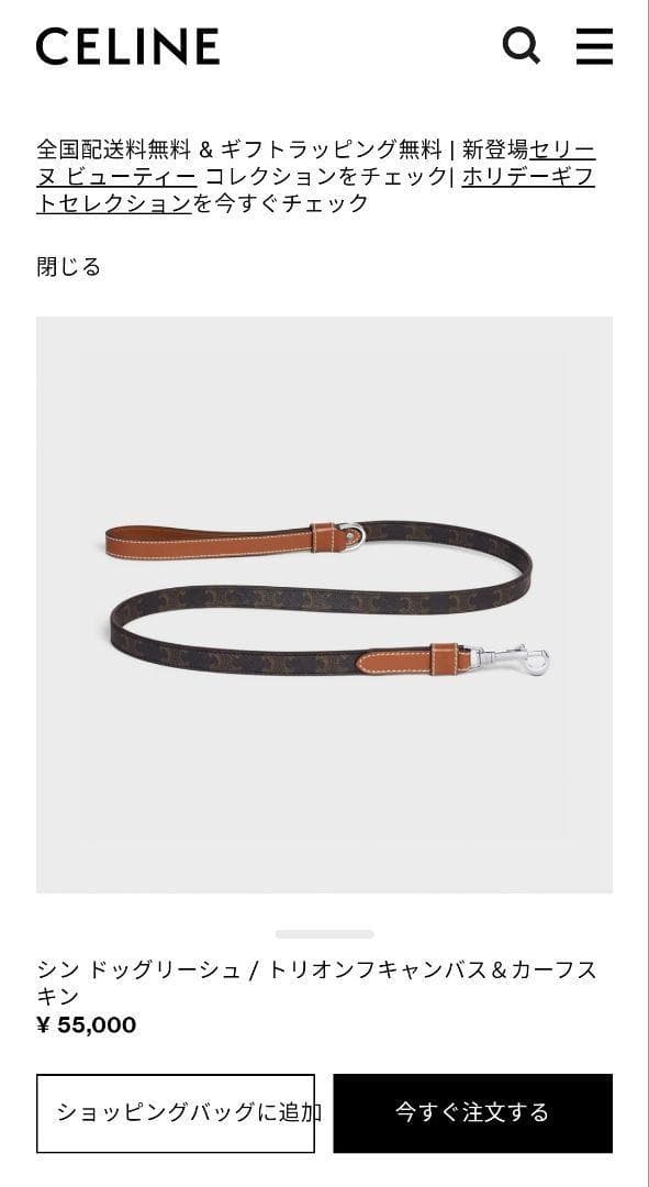 【新品未使用・現行品】セリーヌ リード シン ドッグリーシュ レザー