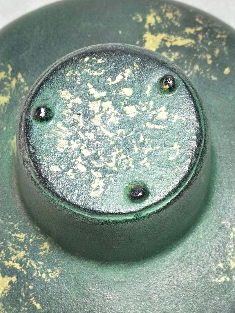 特製美術床置　金属工芸　御所車　花器　花生　花びん　花入　菊模様　置物飾り