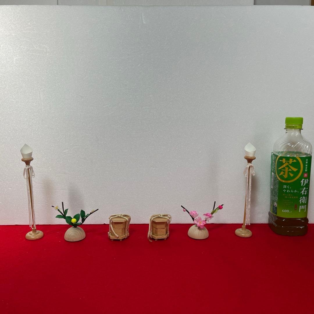 収納式親王飾り　刺繍梅桜　セット