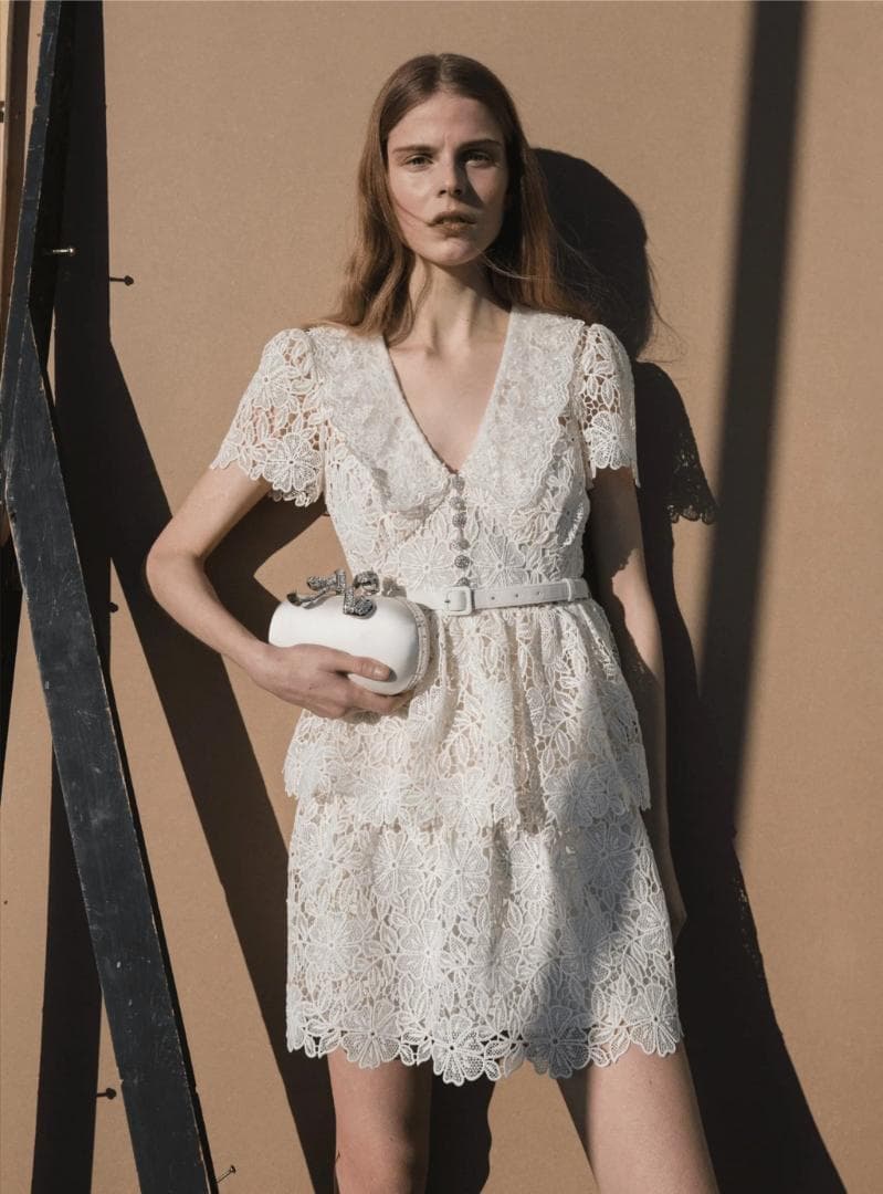 え*な様 セルフポートレイト ワンピース フラワーレース 花柄 クリーム UK8