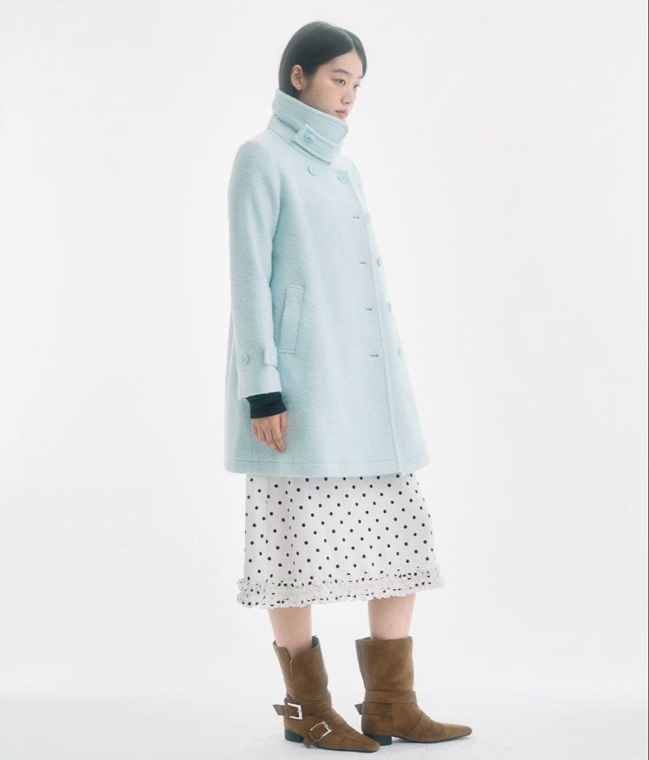 FEKETE 2WAYラウンドカラーPコート