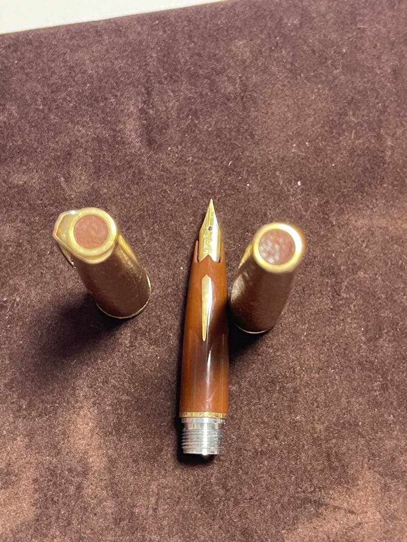 PLATINUM プラチナ 万年筆 18K ペン先 ブラウン レザー調