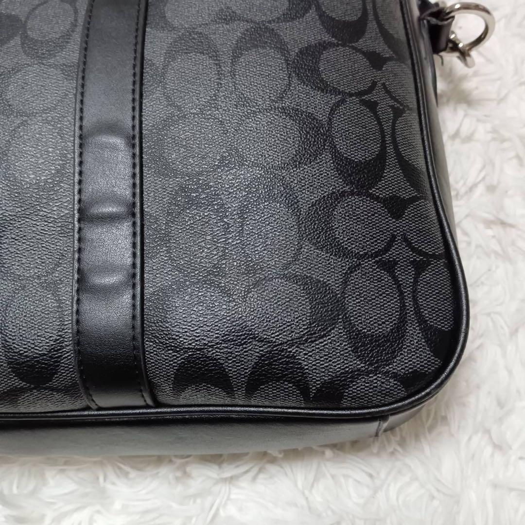 【美品】COACH シグネチャー PVC ブリーフケース ブラック 2way