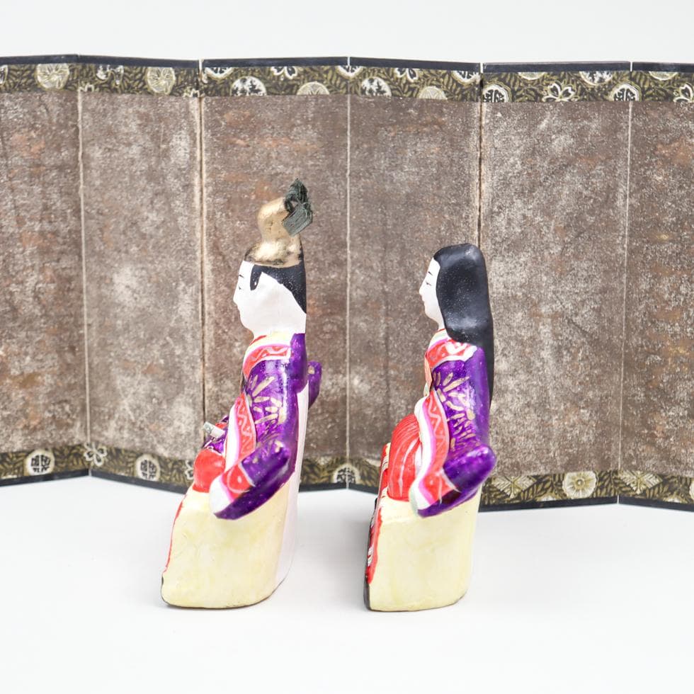 富山土人形 雛人形 11点 花瓶 屏風