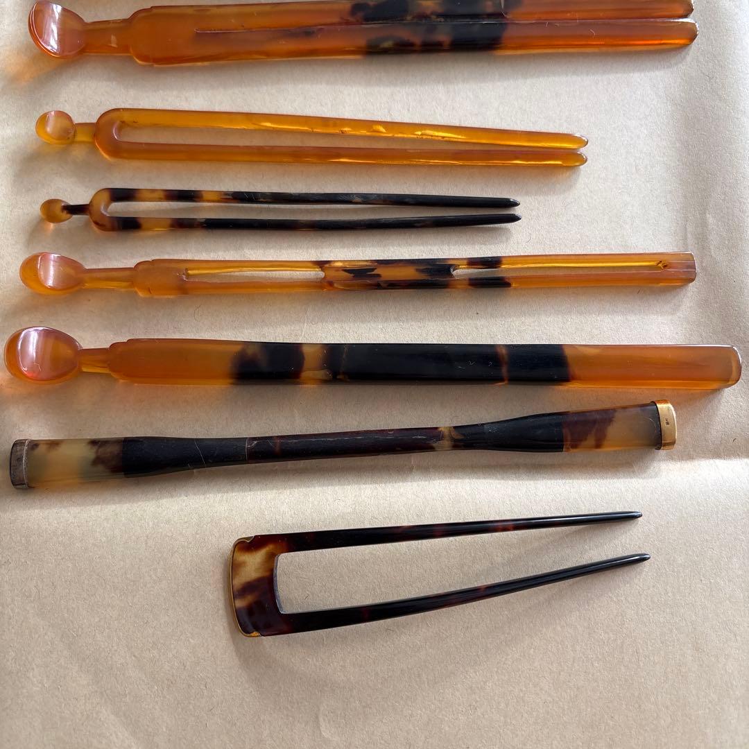 本べっ甲　べっ甲 かんざし 髪飾り 鼈甲 櫛　折り鶴　着物　19点まとめ売り