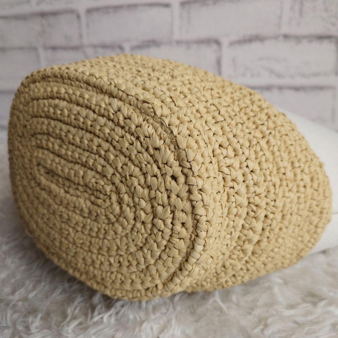 ステラマッカートニー ミディアムトート ラフィア チェーン 白 かごバッグ 革