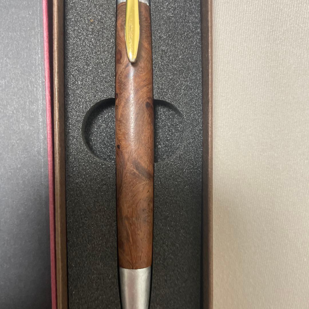 野原工芸似　花梨瘤　シャープペンシル　ゴールド　斑紋純銀色仕様