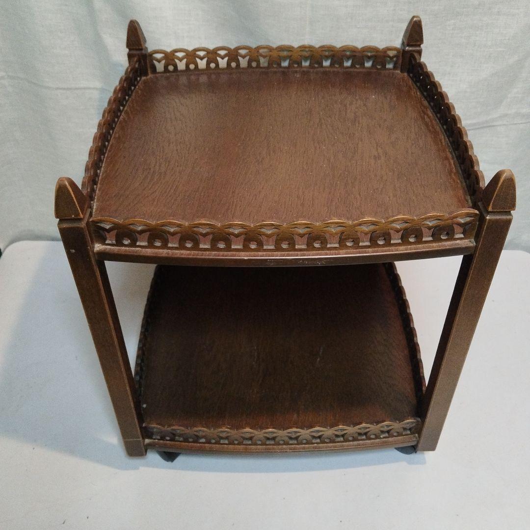 木製　移動式　多目的飾り棚　昭和中頃　民芸家具　横幅　奥行　大きめサイズ　花台