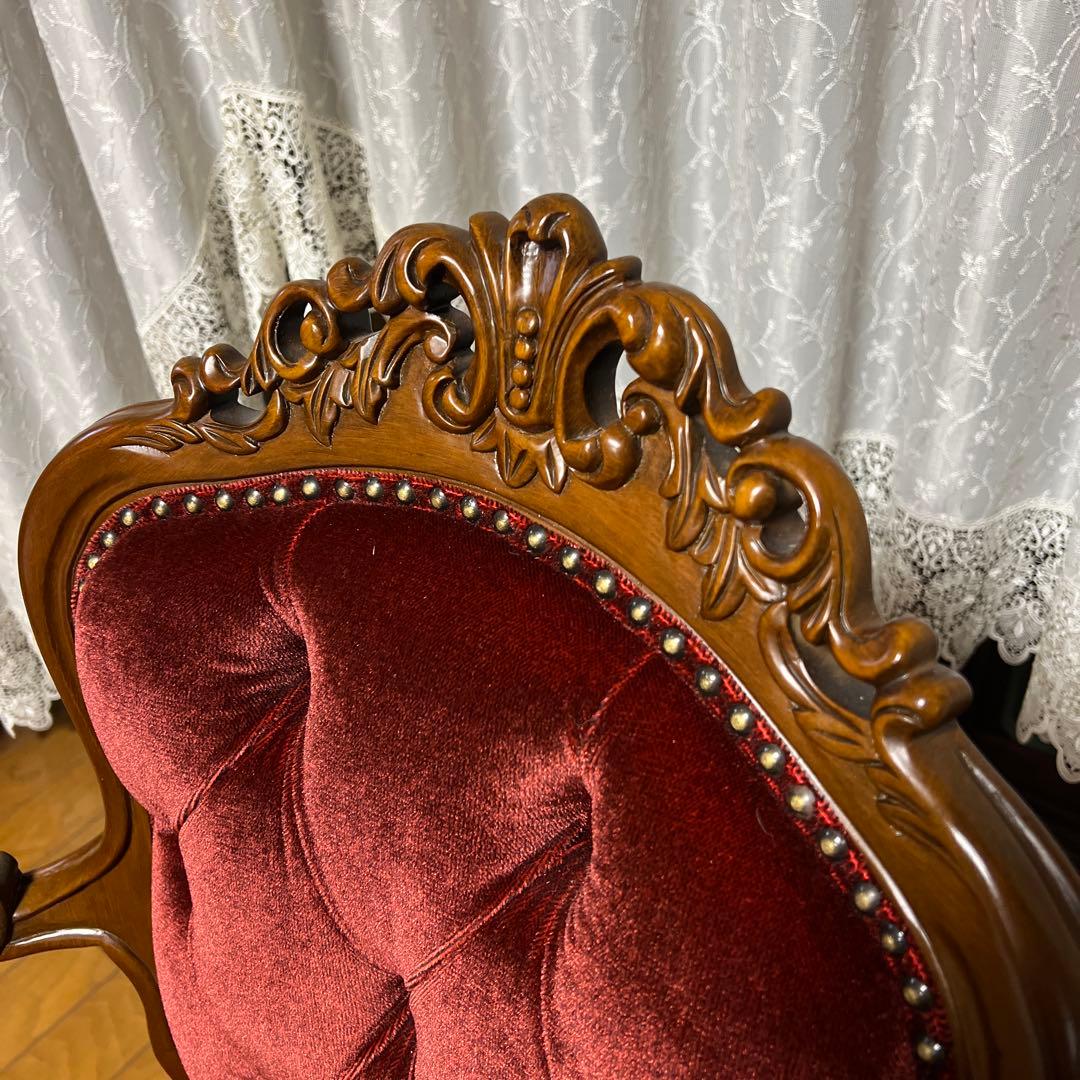 クラシック 赤ベルベット ダイニングチェア①