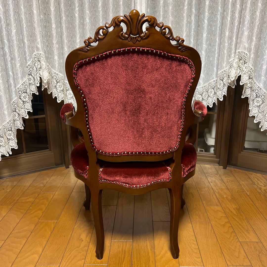 クラシック 赤ベルベット ダイニングチェア①