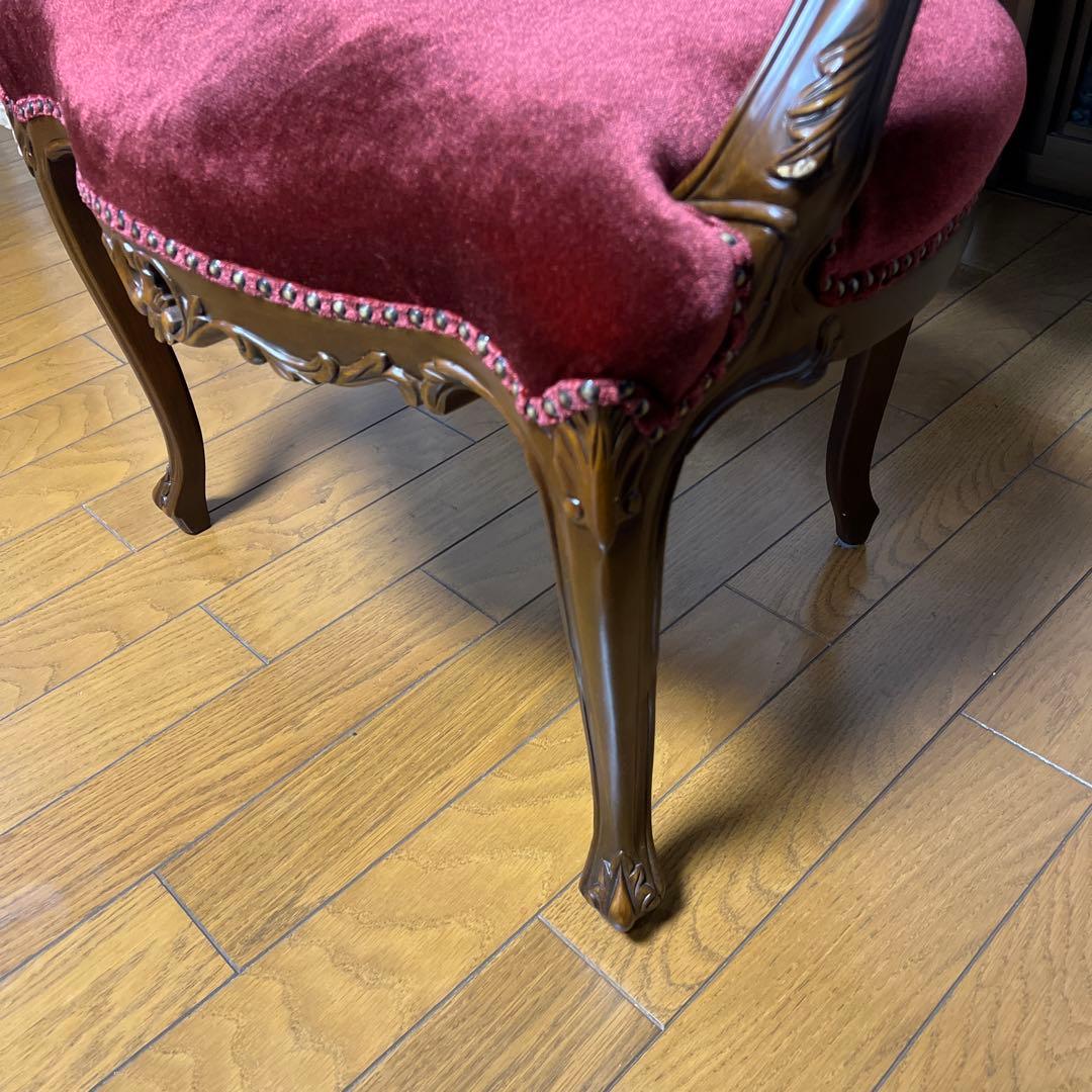 クラシック 赤ベルベット ダイニングチェア①