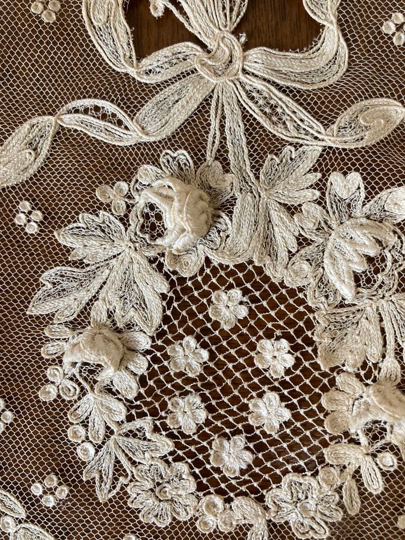 フランス アンティーク薔薇の花かご ウエディング用 チュールレース 立体の花びら