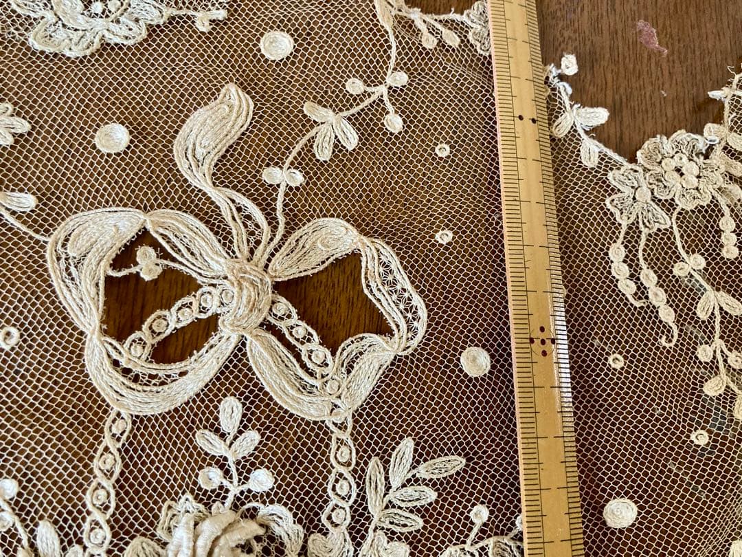 フランス アンティーク薔薇の花かご ウエディング用 チュールレース 立体の花びら