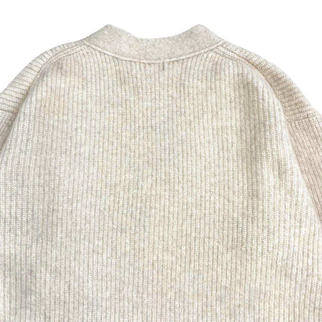 美品 ロペ フォックスウール片畦パールボタンカーディガン ベージュ 定価2.9万