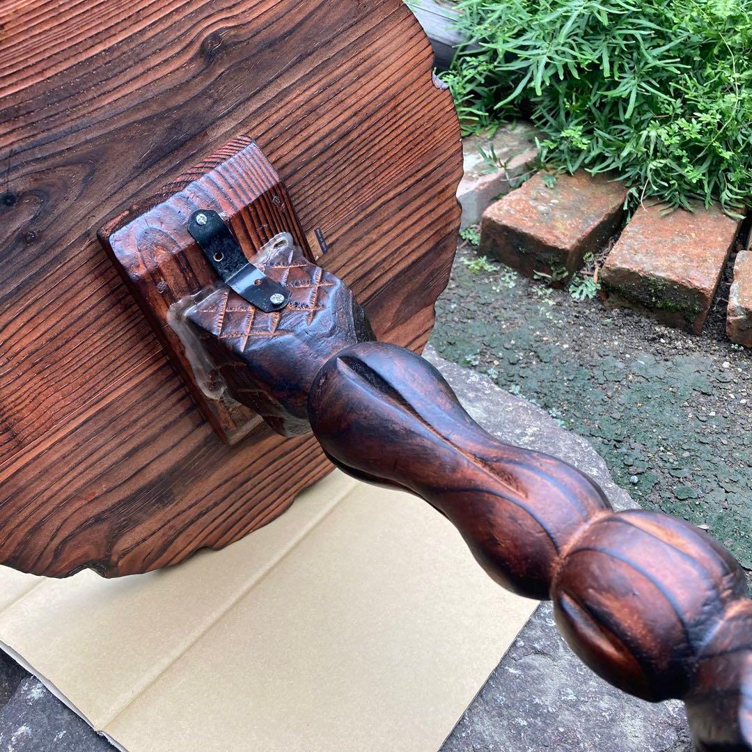 カフェテーブル スペイン 木彫花置き台 ヴィンテージ