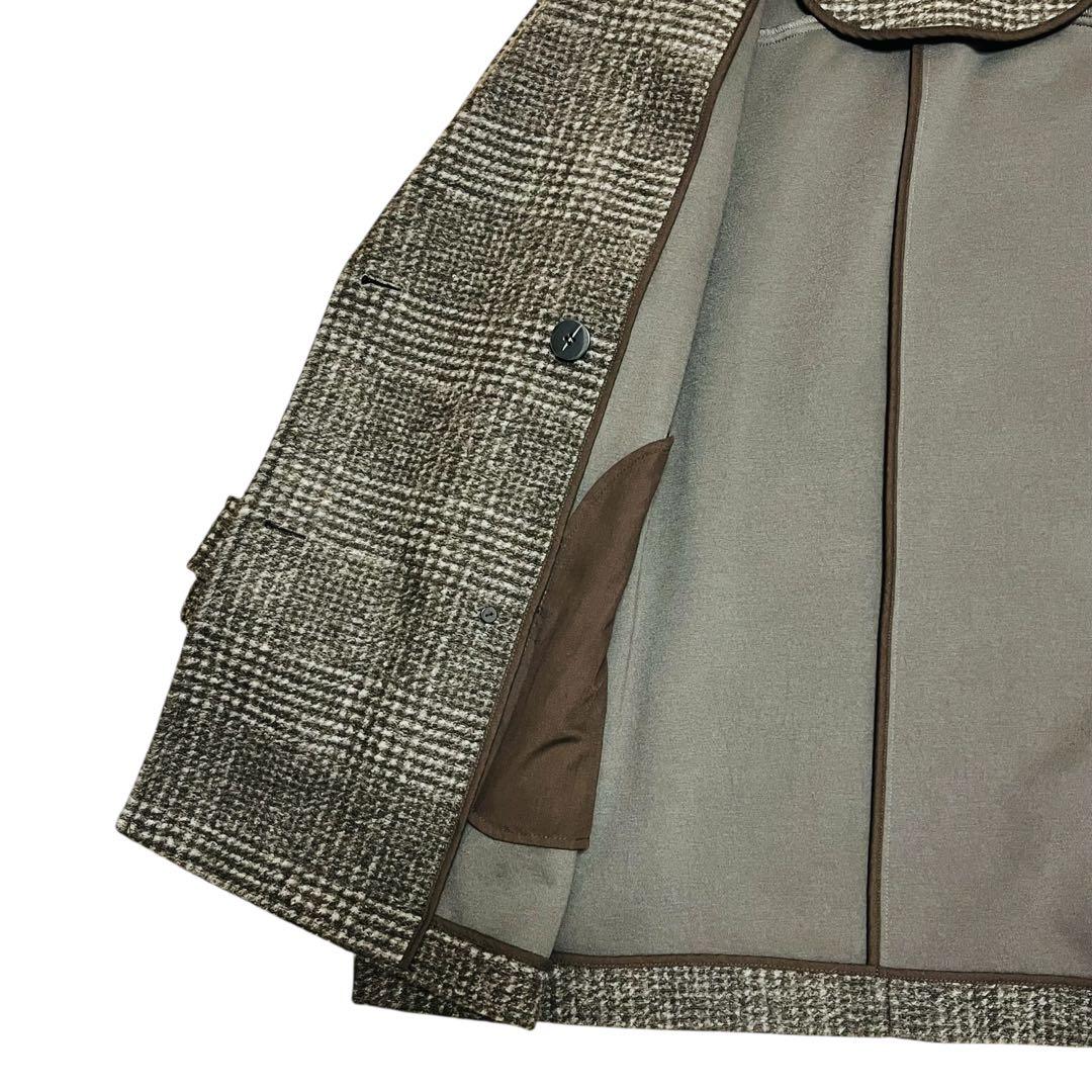 美品✨24AW spick&span Wスライバーチェックハーフコート　ブラウン