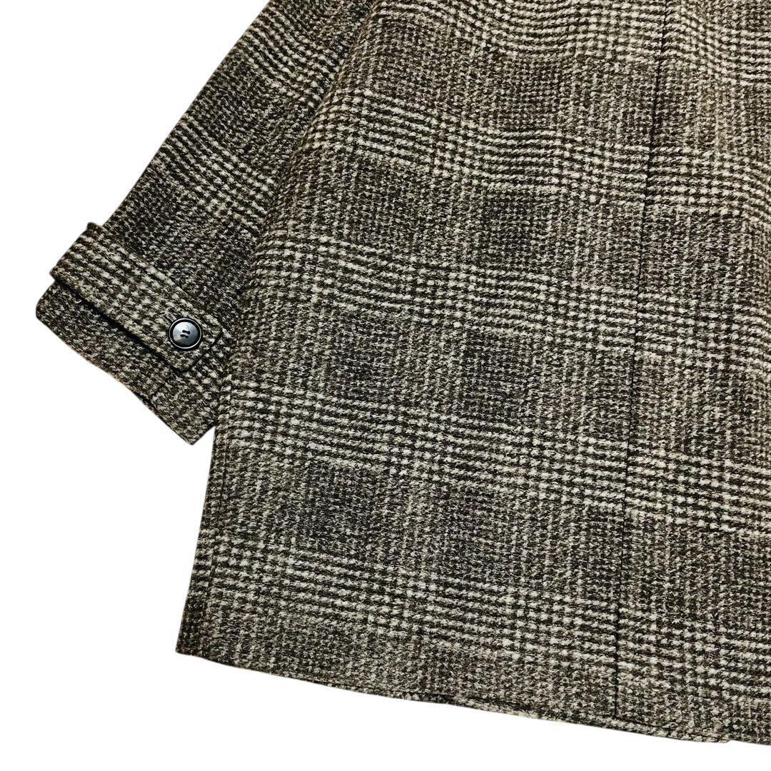 美品✨24AW spick&span Wスライバーチェックハーフコート　ブラウン