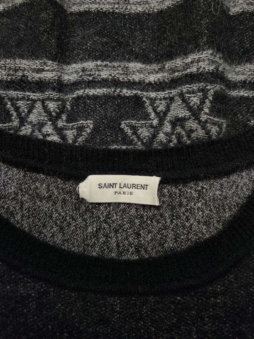 SAINT LAURENT PARIS 幾何学模様 モヘヤ混 ニットセーター