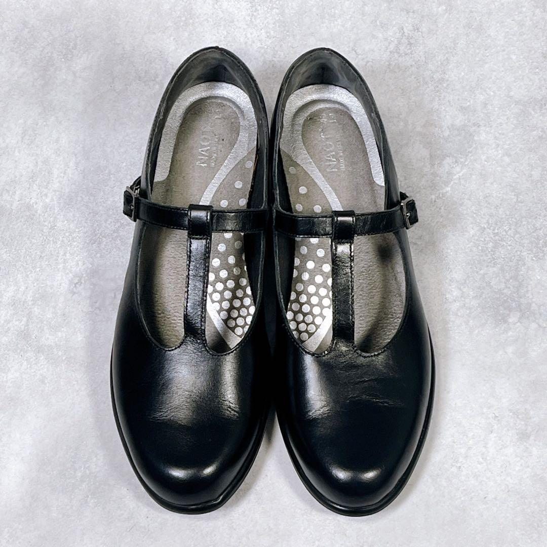 美品【NAOT】テテ　(40) フラットパンプス Tストラップ　レザー 黒