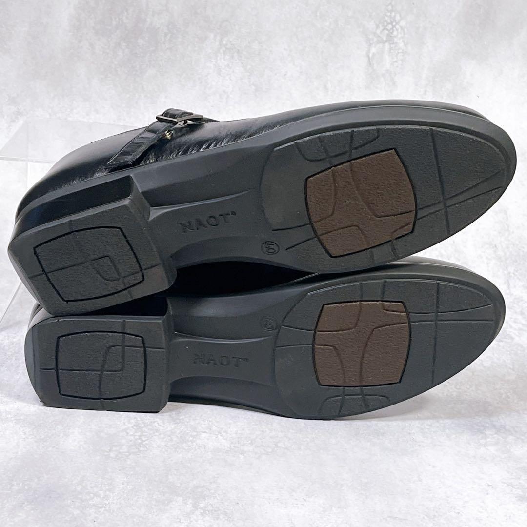 美品【NAOT】テテ　(40) フラットパンプス Tストラップ　レザー 黒