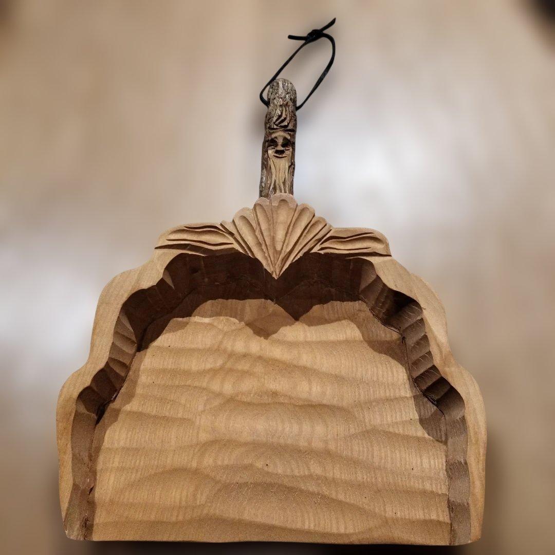 アメリカ製 木彫り天然素材のほうきとちりとりセット