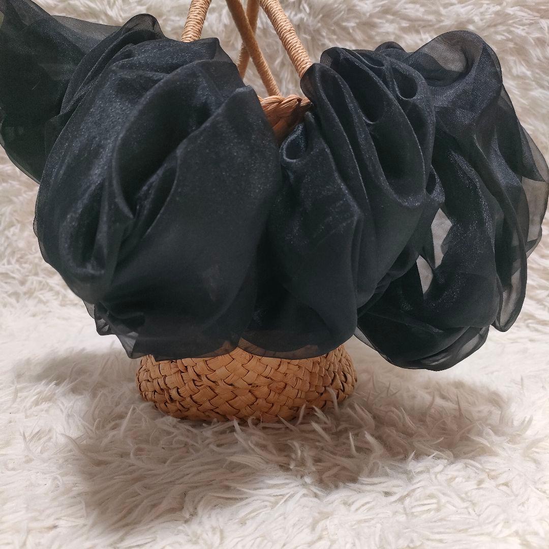 ラドロー かごバック 編み込み チュール シフォン フラワー バルーン ベージュ