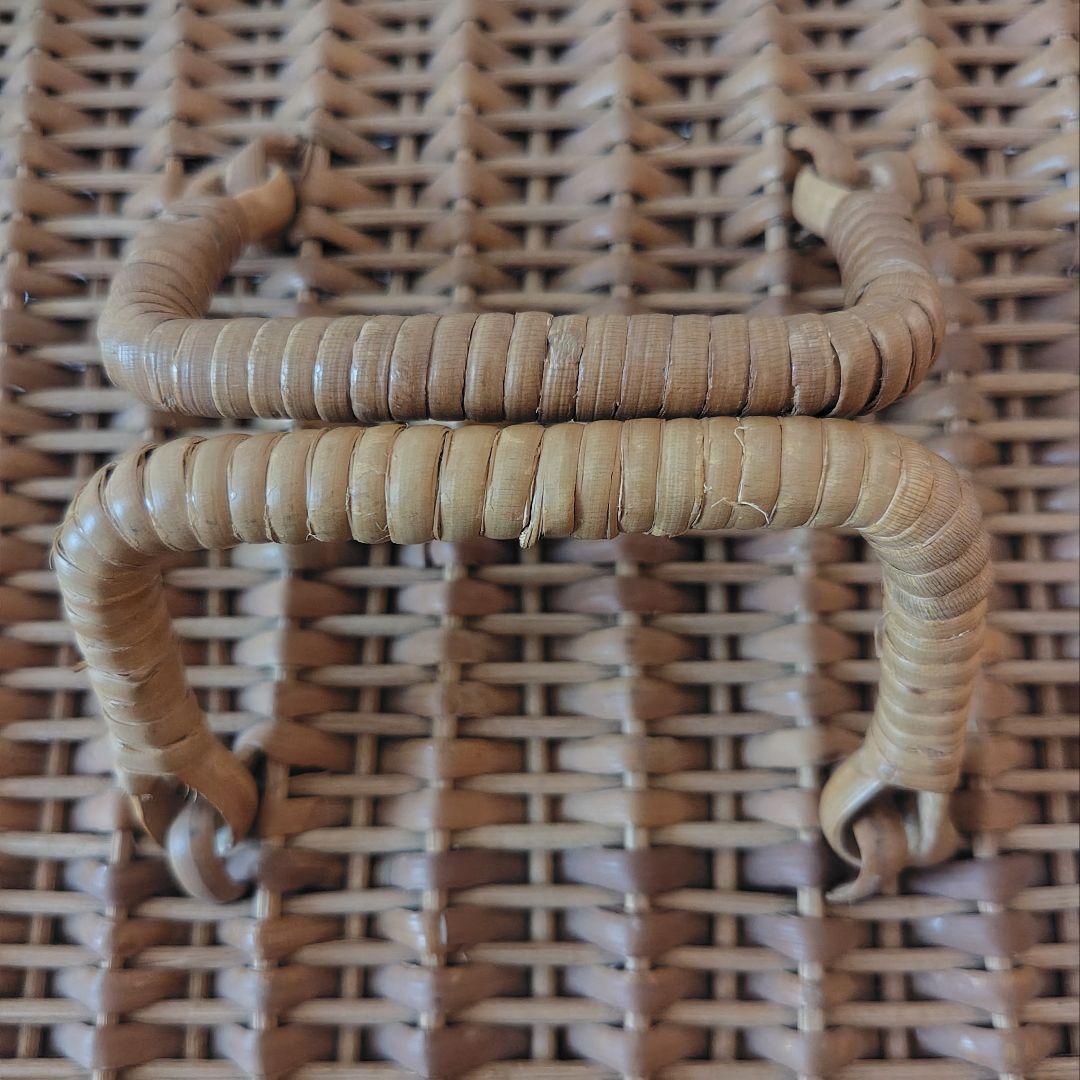 昭和レトロ 箱型 バスケット カゴ ラタン 藤 ヴィンテージ アンティーク