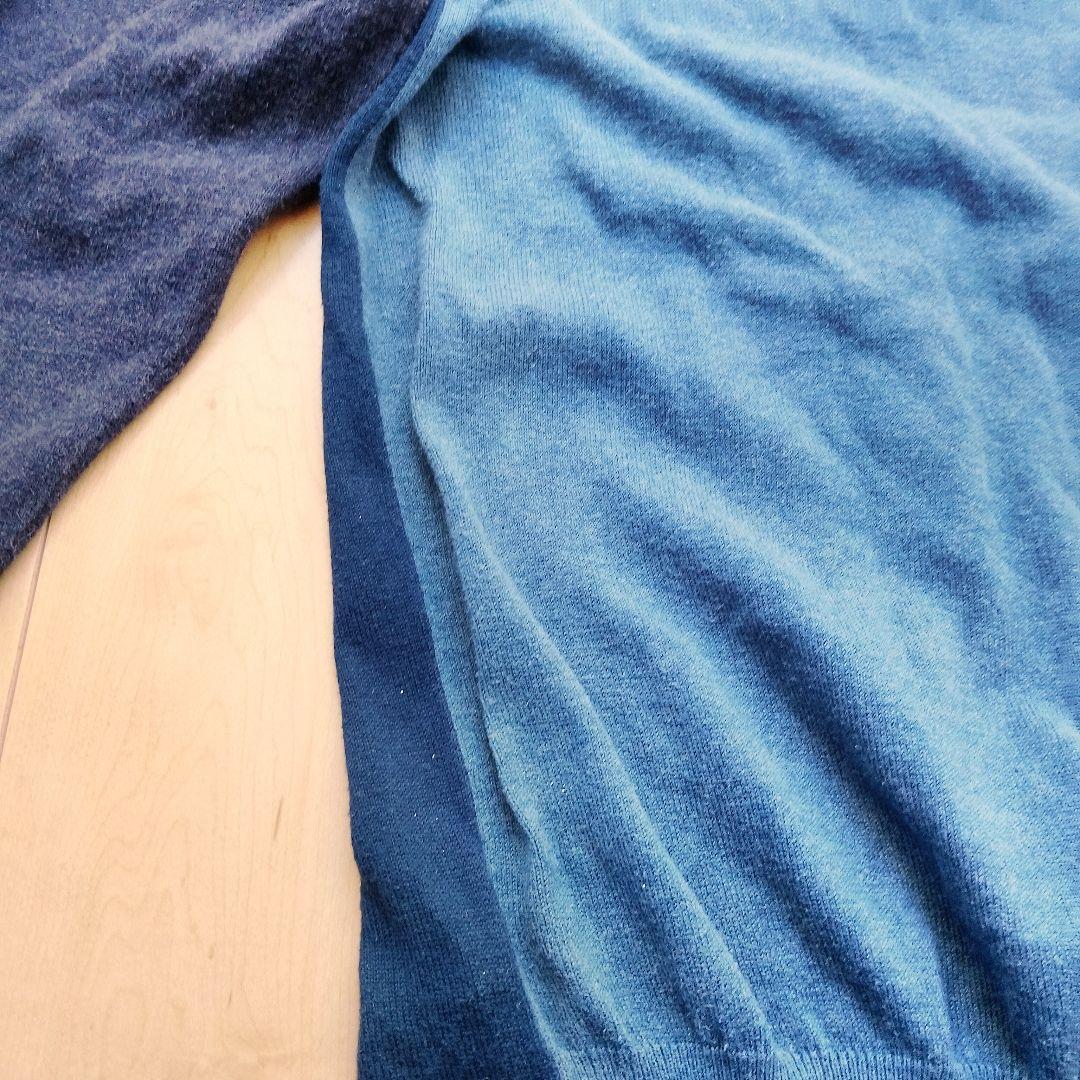 け*ん様 メゾンマルジェラ 14 ニット L 青 コットン 16SS 切替え 4