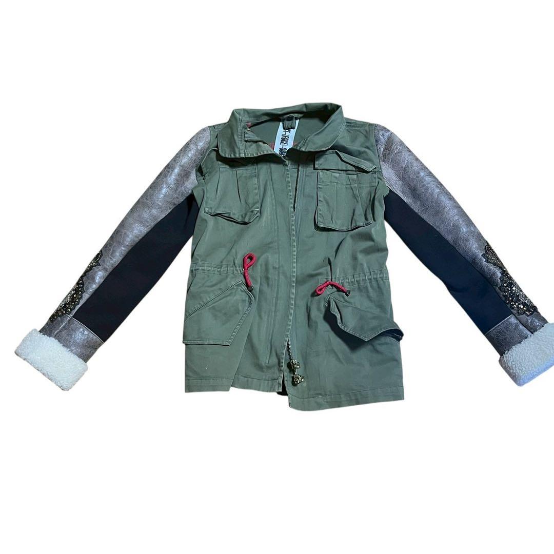 レア♡ イタリア製！リアルレザー　リアルファー　スパンコール　3ウェイ　アウター