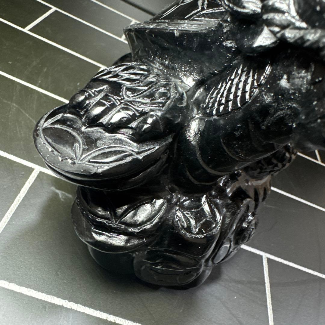 【大型】魔除け　龍亀（ロングイ）　重量2.3kg 黒曜石（オブシディアン）