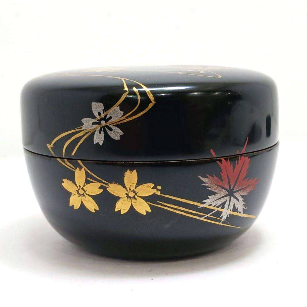 Y3336-4 茶道具 金彩 春秋流水蒔絵 棗・香合 2点セット　う