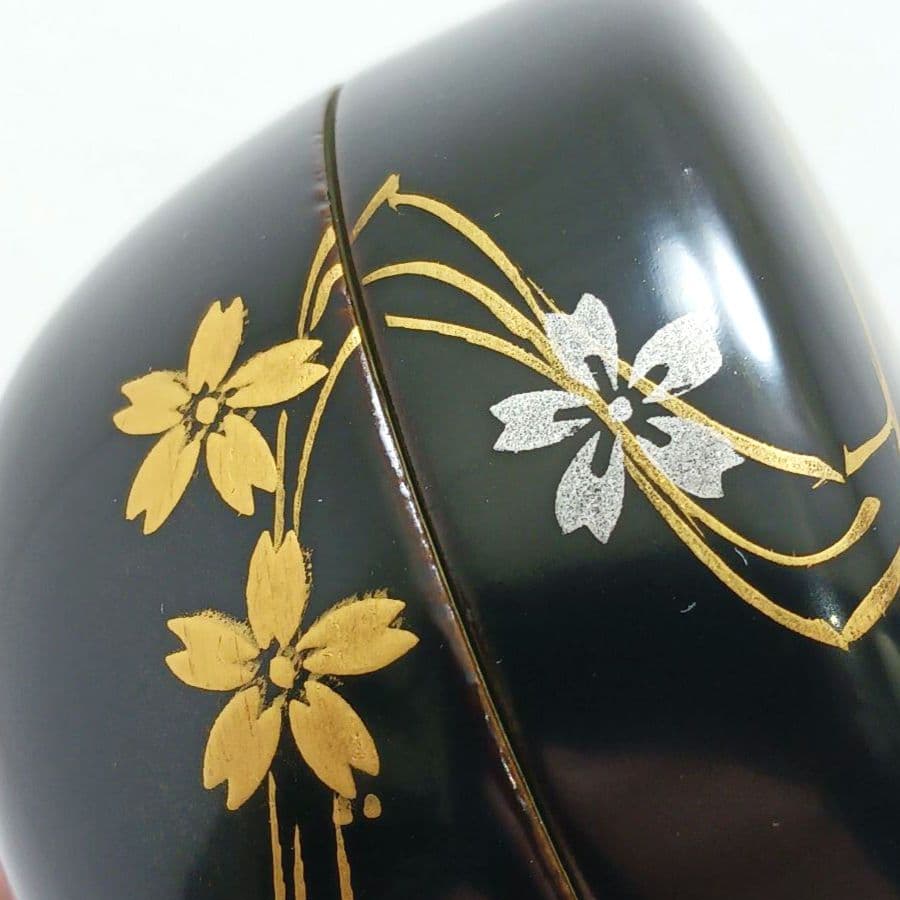 Y3336-4 茶道具 金彩 春秋流水蒔絵 棗・香合 2点セット　う