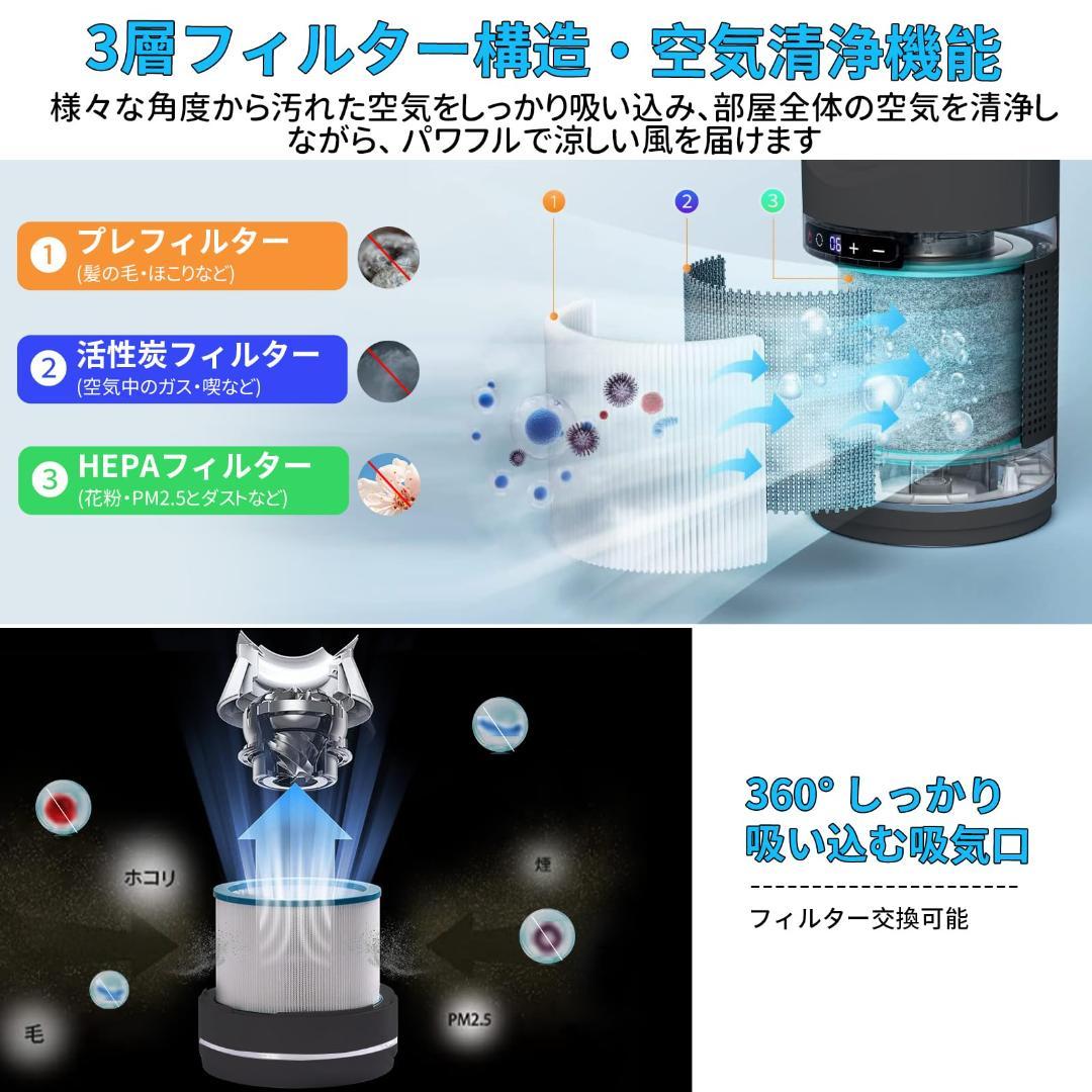 ☆3-in-1ブレードレスタワーファン温/冷風、空気浄化