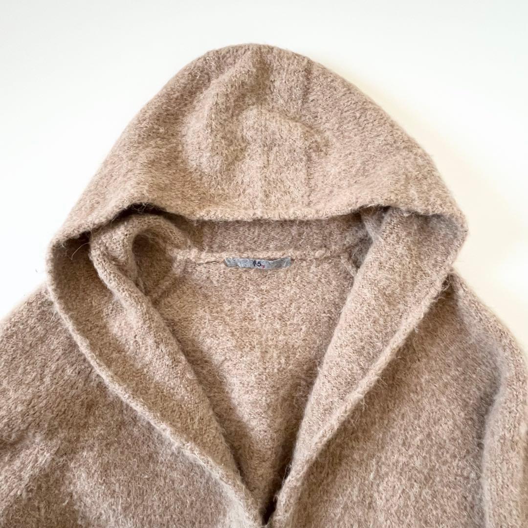 定価75000円✨45R　アルパカ縮繊フードコート　ロング丈　R刺繍フリー